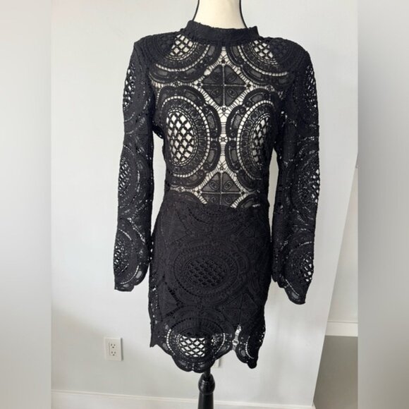 The Vintage Shop Lace Long Sleeve Mini Dress – Size Large (NWT) - Picture 1 of 16